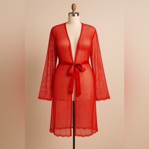 Savage X Fenty Flossy Glossy Fishnet Robe – Gogi Berry Red (2X/3X, EUC)